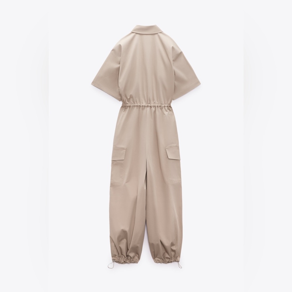 NWT! Zara Full Length Gabardine Jumpsuit - Picture 9 of 11